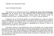 Comunicado - Abertura  de  novas  salas  de  Educação Pré-escolar