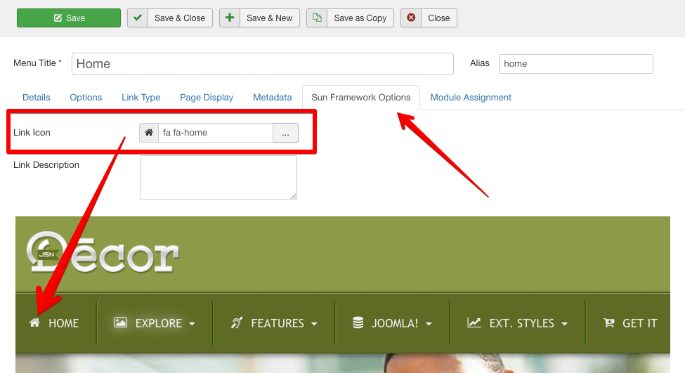 Main Menu Icons Settings