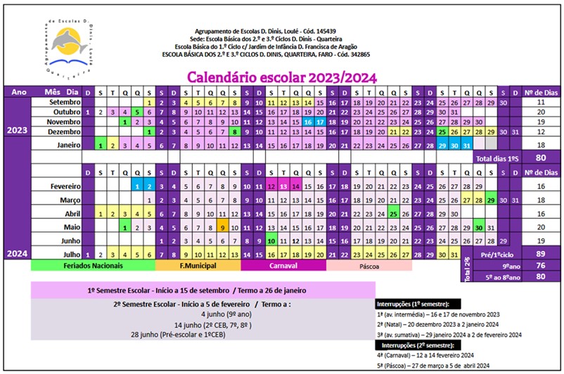 Calendário Escolar 2023 24